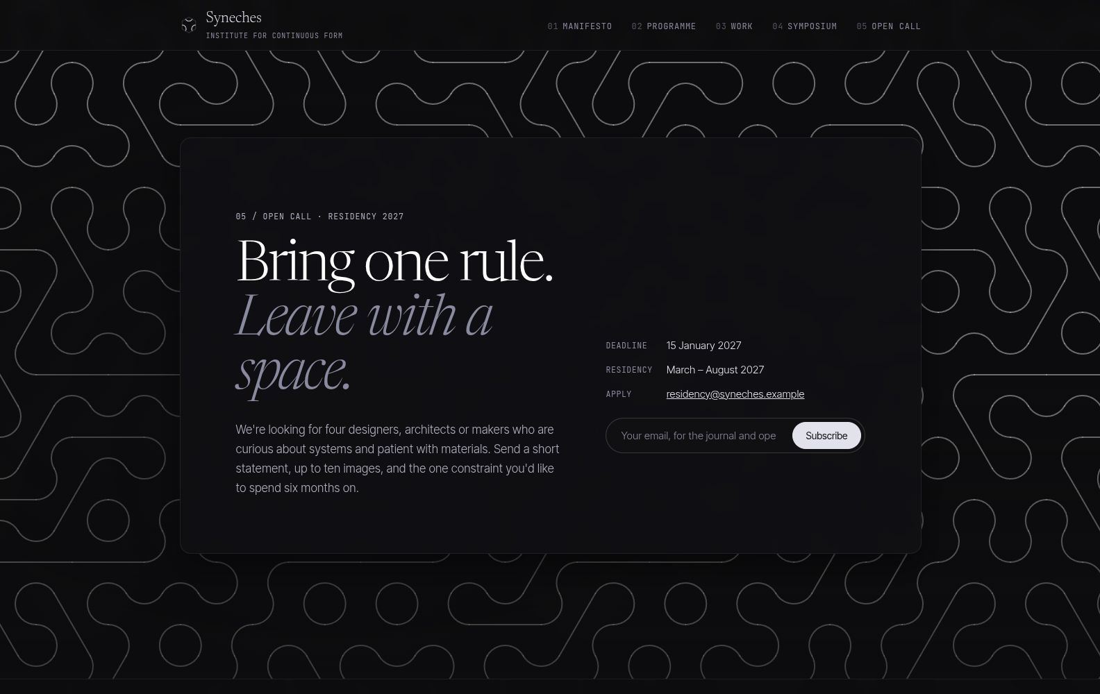 Symposium and open call